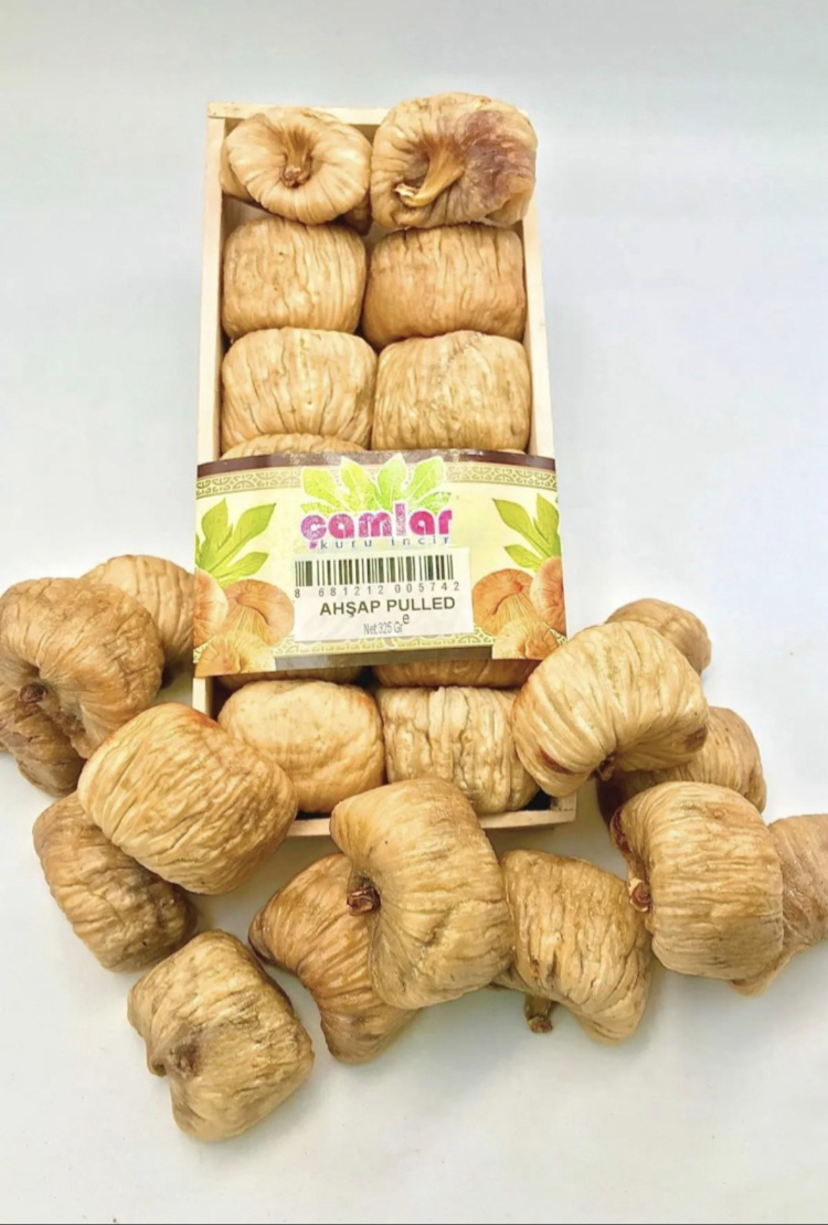 Çamlar 3'lü Paket Doğal Kuru İncir Jumbo Boy Ahşap Tabak 325 gr X 3 Adet