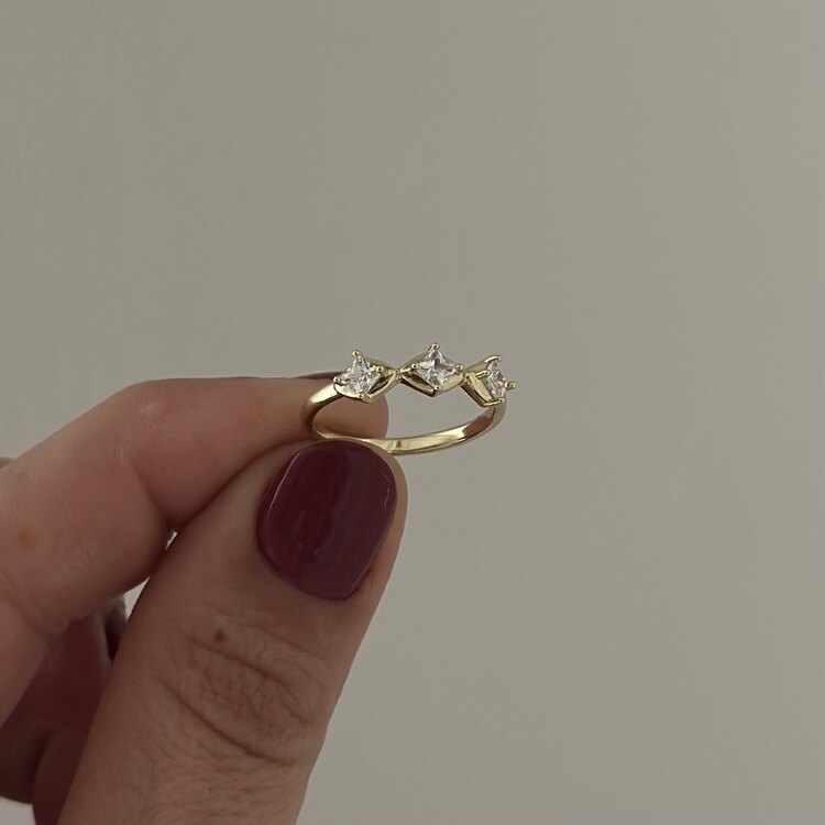 Xuping 14k 3 taş yüzük