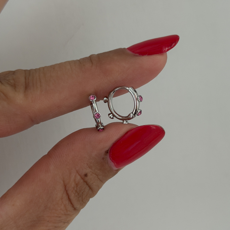 Xuping Silver pembe taşlı halka küpe