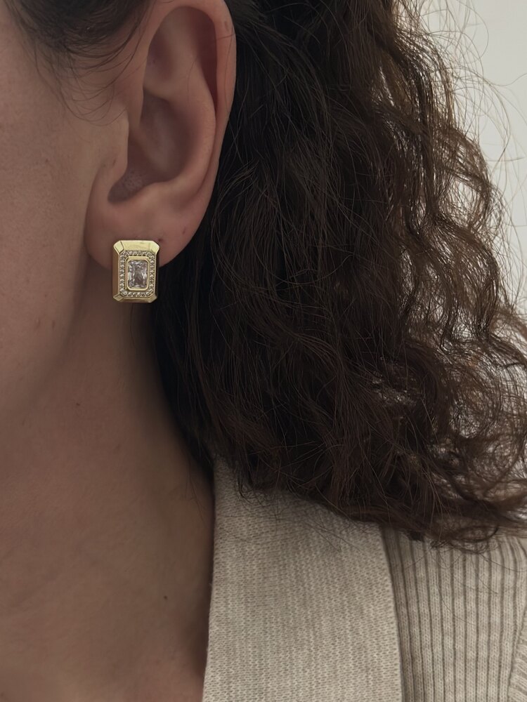 Xuping 14k baget taşlı küpe 1,5cm