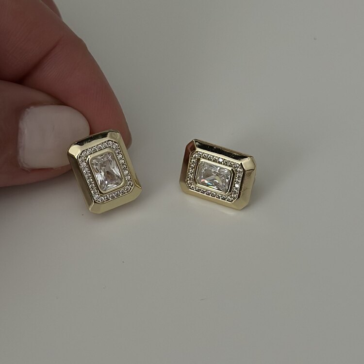 Xuping 14k baget taşlı küpe 1,5cm