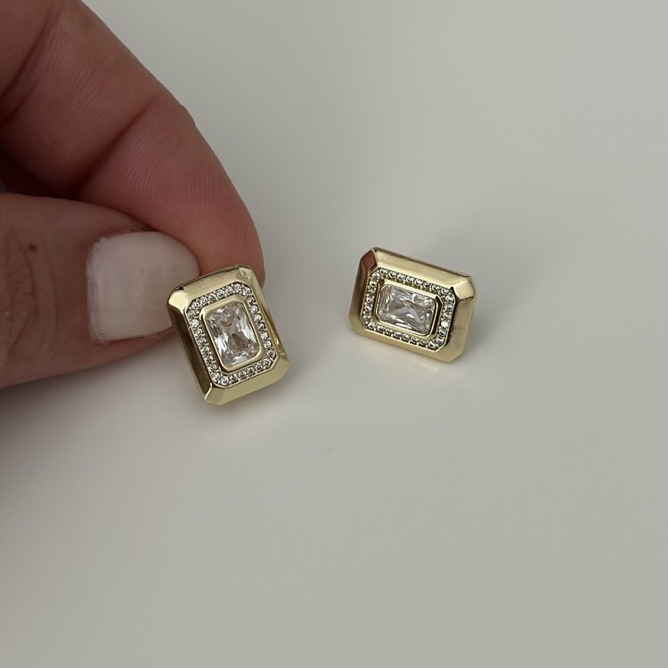 Xuping 14k baget taşlı küpe 1,5cm