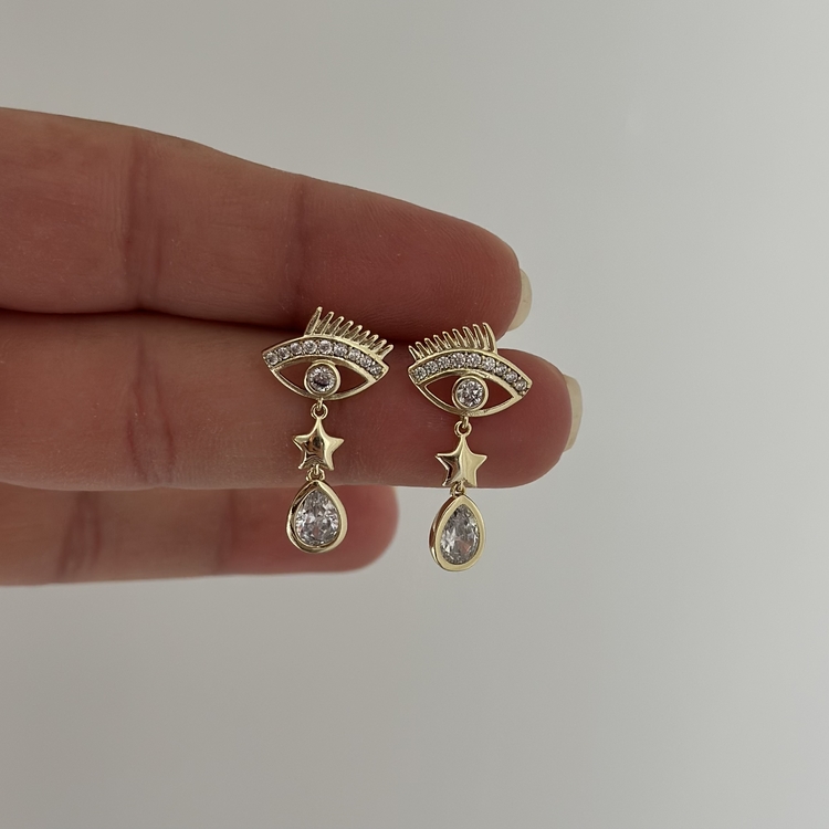 Xuping 14k damla taş sallantılı Eye küpe