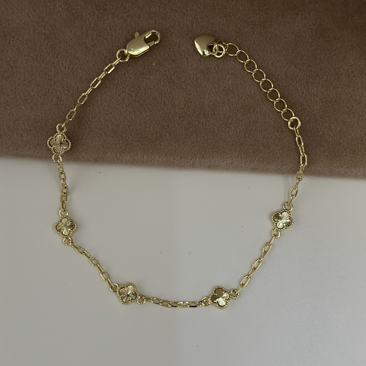 Özel seri Altın kaplama 5 mini yoncalı bileklik