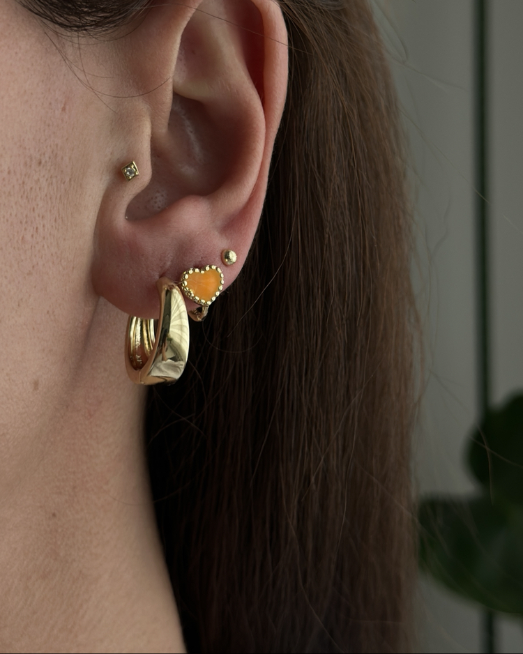 Xuping 14k mini orange heart halka küpe 