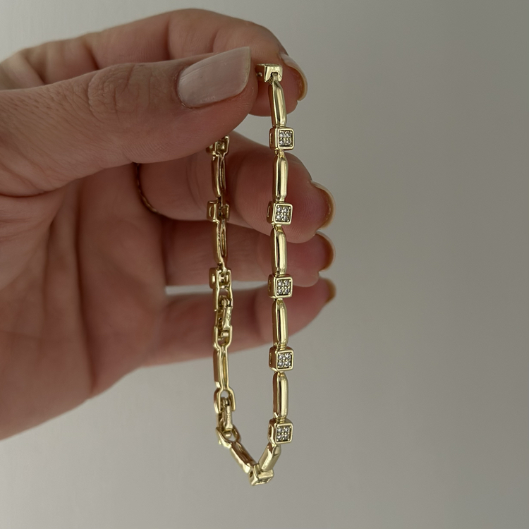 Xuping 14k mini kareli elegant bileklik
