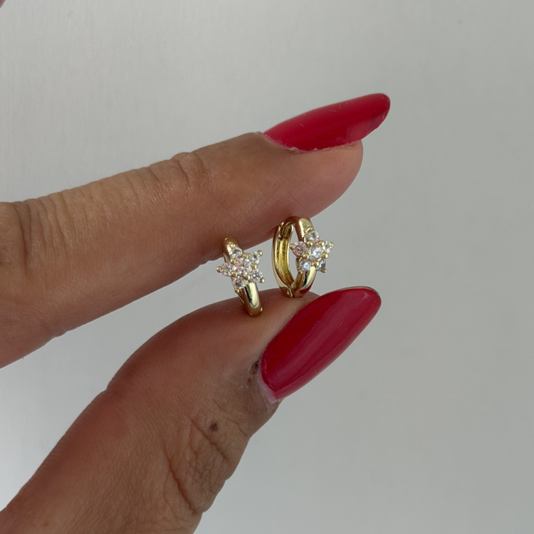 Xuping 14k 0.8mm mini çiçek halka küpe 