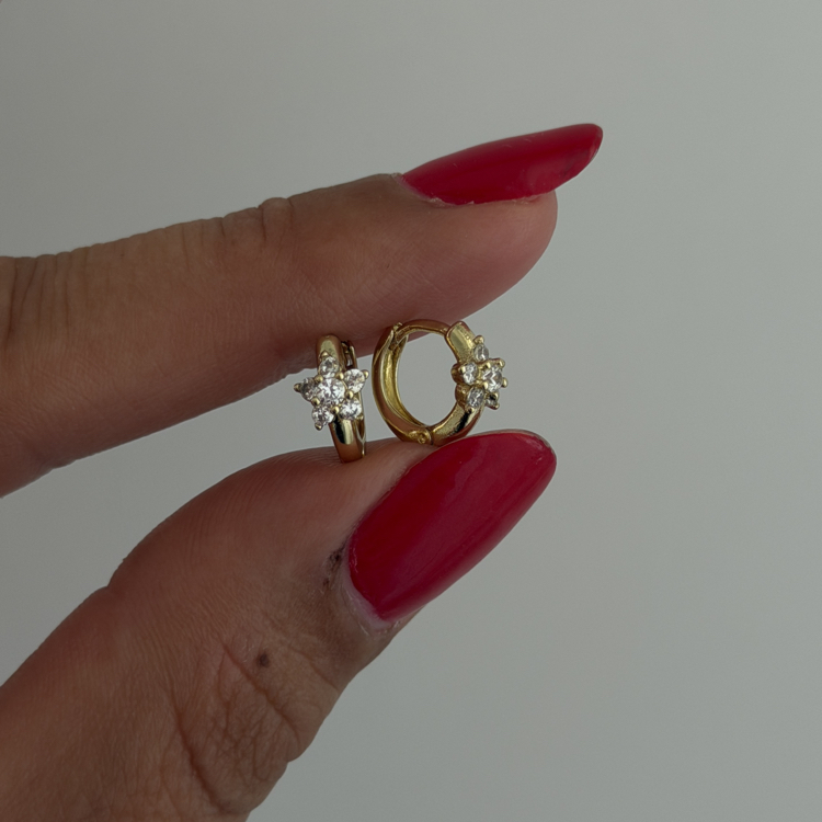 Xuping 14k 0.8mm mini çiçek halka küpe 