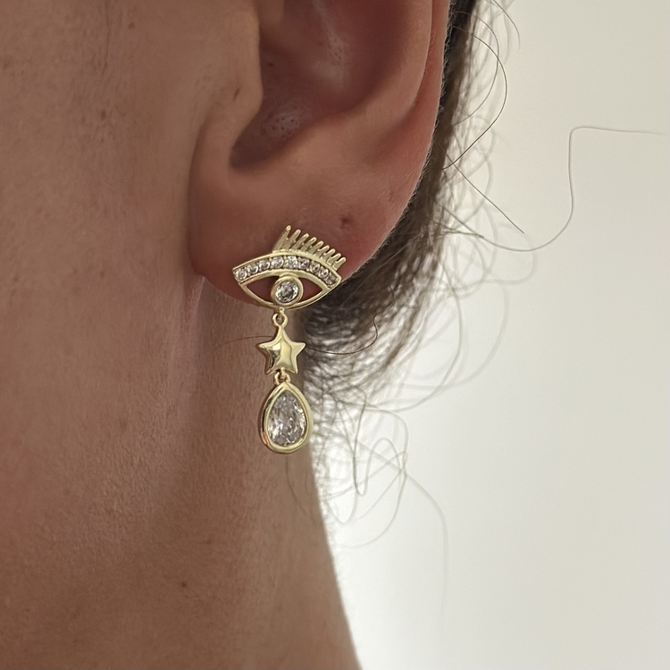 Xuping 14k damla taş sallantılı Eye küpe