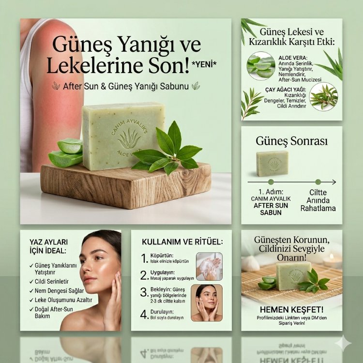 Aloe Vera ve Çay ağacı yağli After sun doğal sabun 