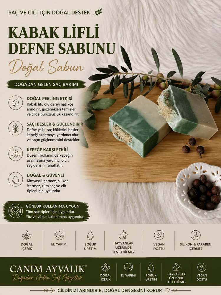Doğal Kabak Lifli,zeytinyağı Defne Sabunu