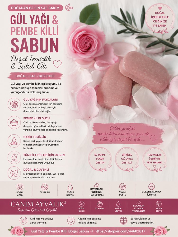 Gül suyu, Pembe kil ve gül yağlı doğal sabun
