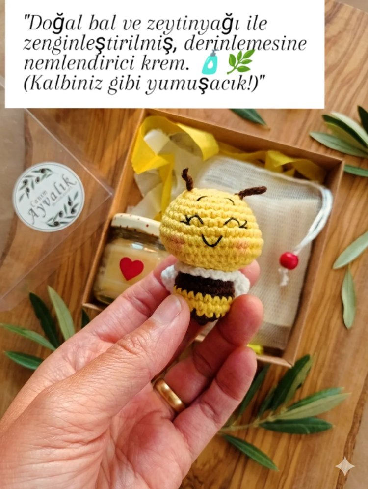 Ballı Kolloidal Yulaflı Sabun,krem ve sevimli arı hediye paketi
