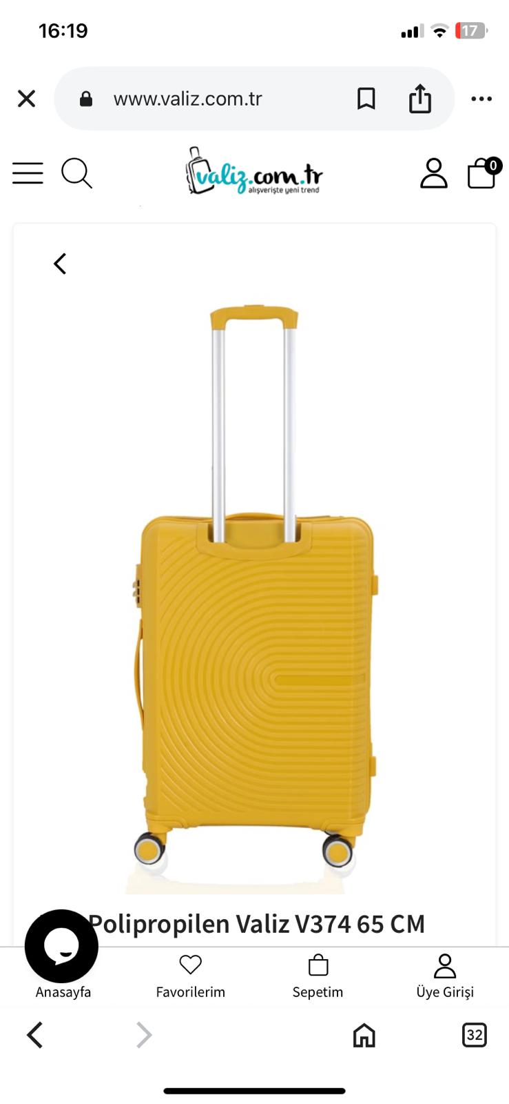 MÇS V374 SARI ORTA BOY VALİZ