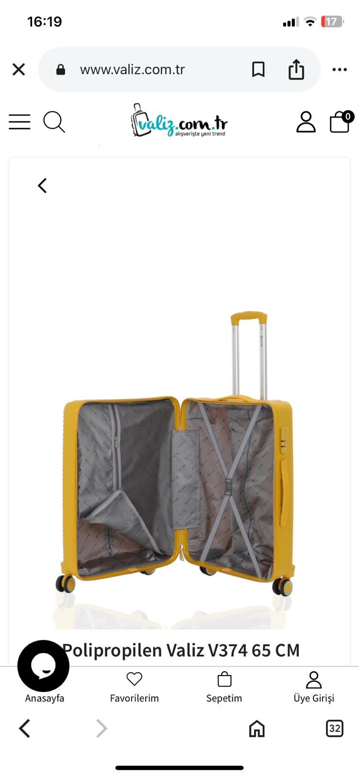MÇS V374 SARI ORTA BOY VALİZ