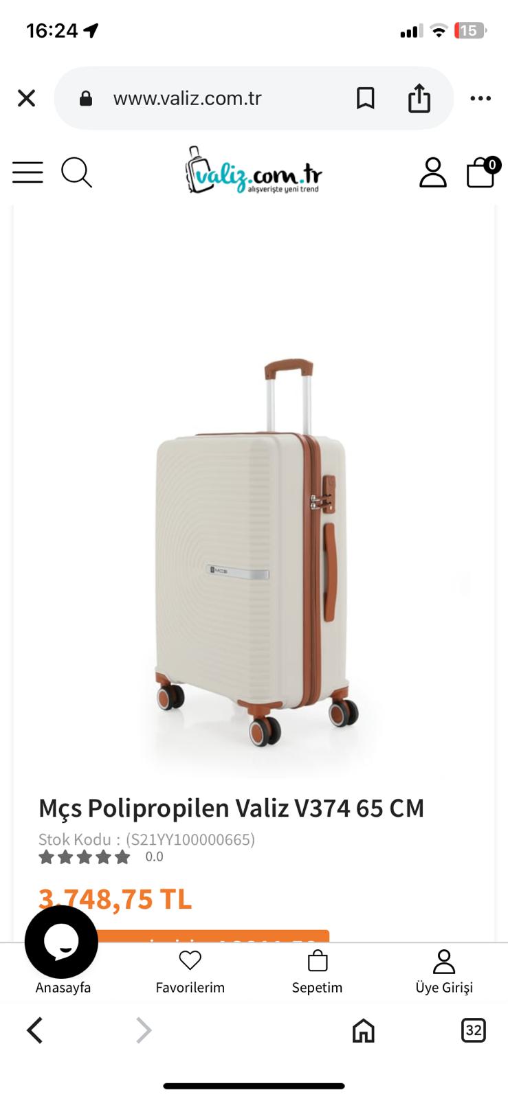 MCS V374 KEMİK KAHVE ORTA BOY VALİZ