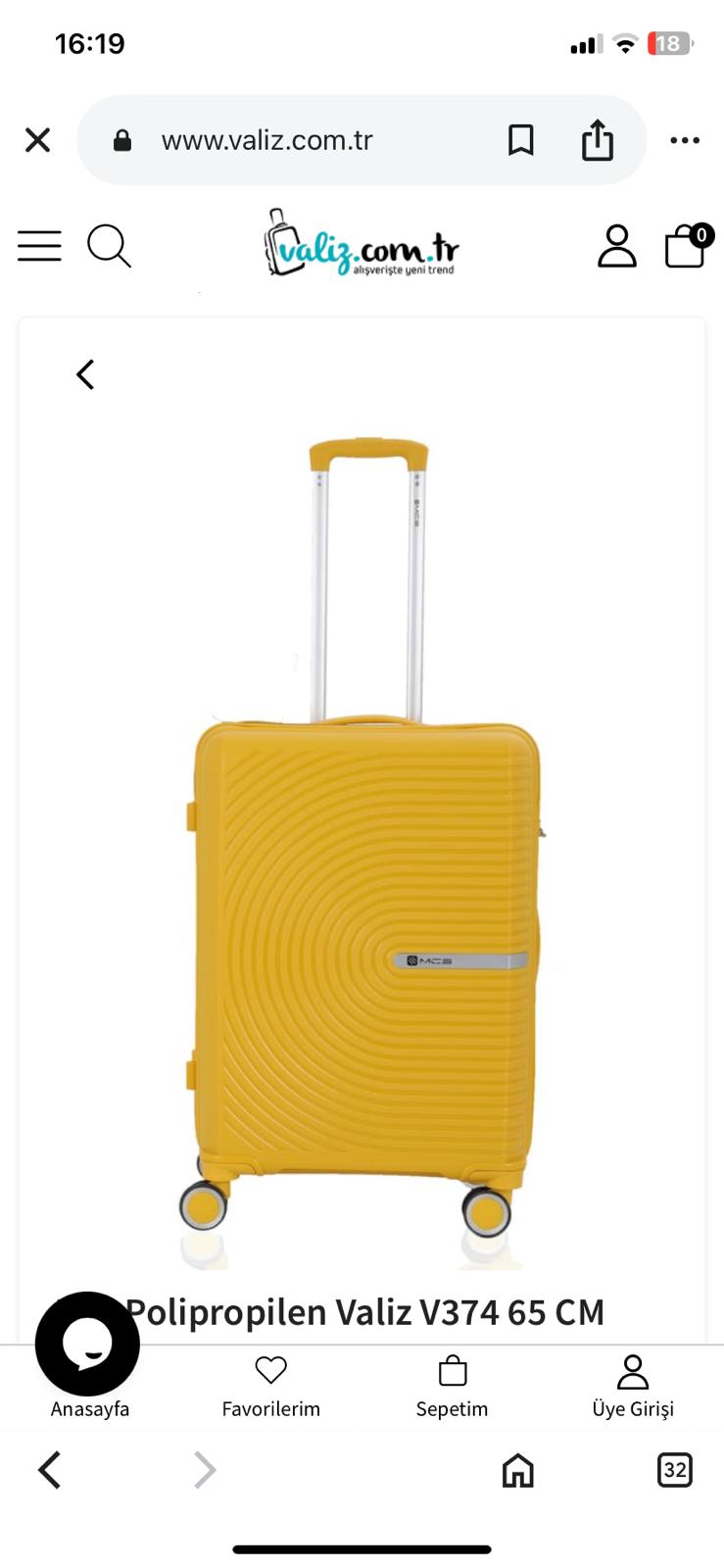 MÇS V374 SARI ORTA BOY VALİZ