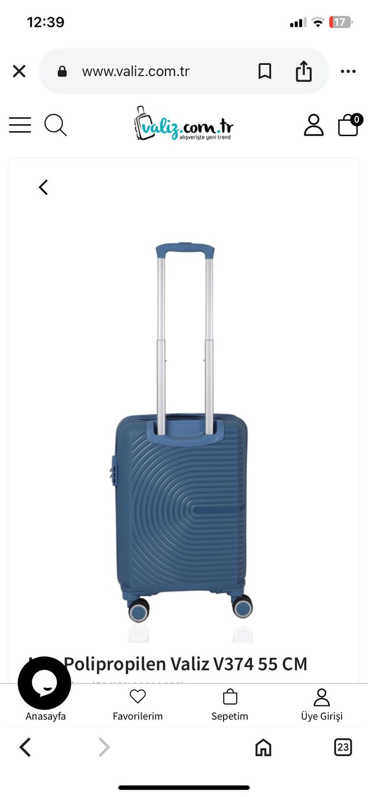 MÇS V374 KABİN BOY VALİZ SKY BLUE
