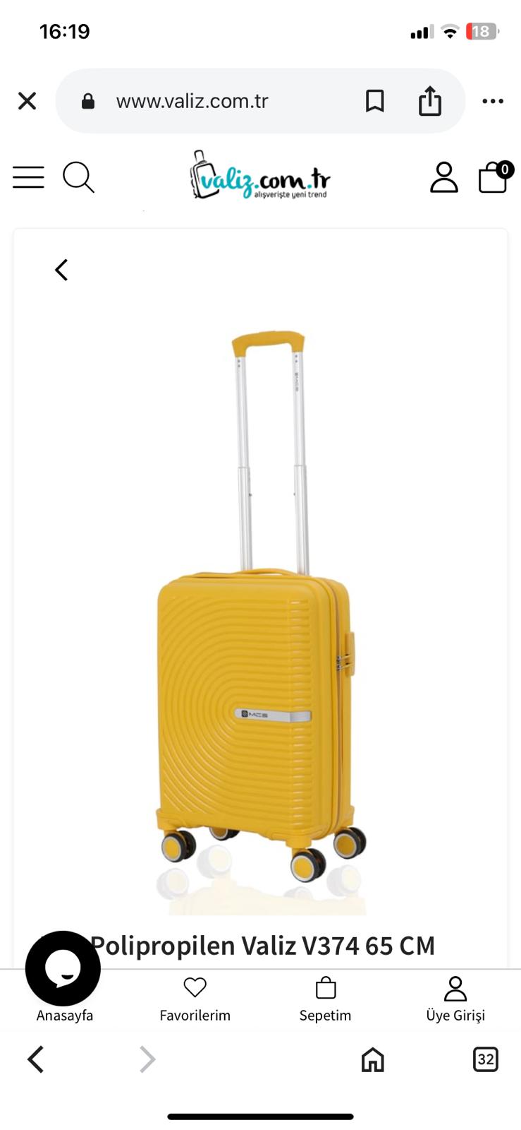 MÇS V374 SARI ORTA BOY VALİZ