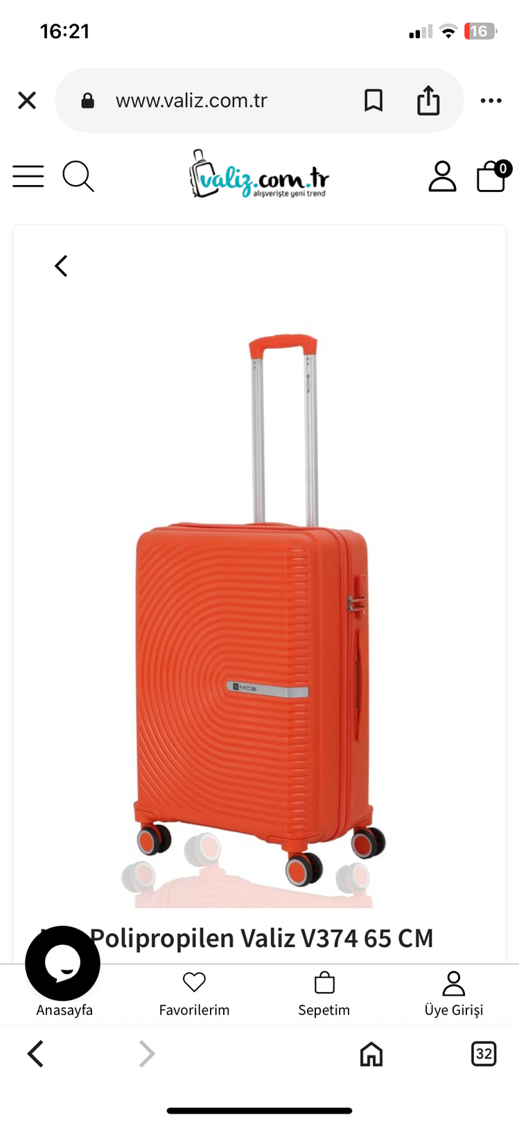MÇS V374 TURUNCU ORTA BOY VALİZ