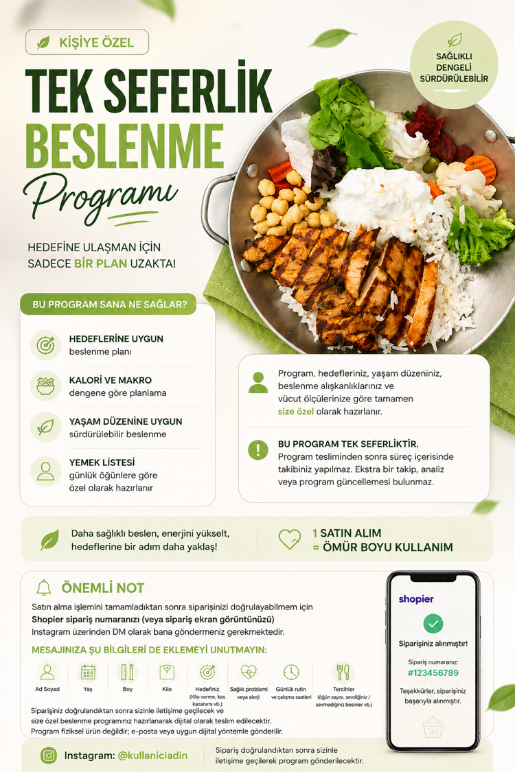 Kişiye Özel Tek Seferlik Beslenme Programı