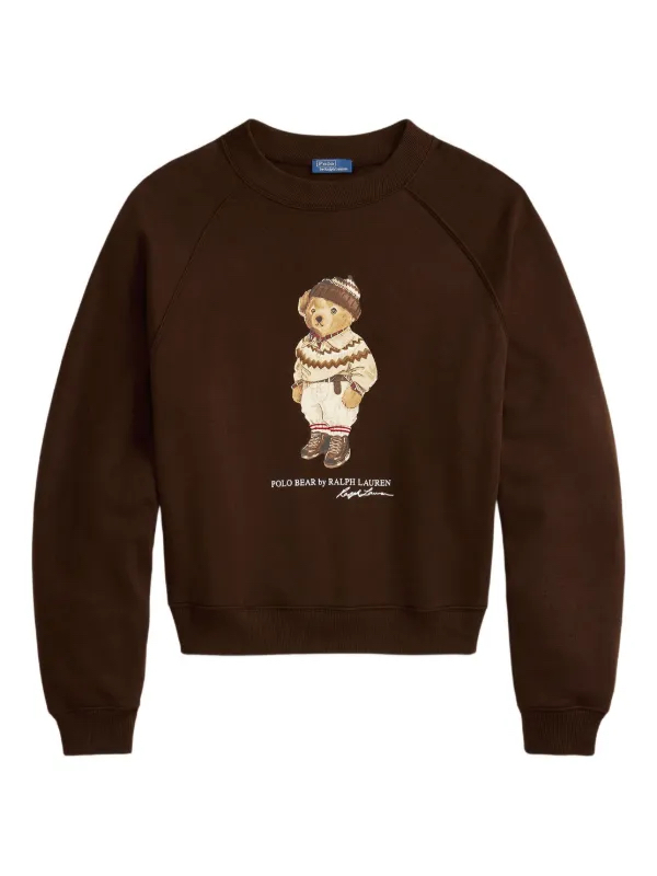 BEAR BASKILI SWEATSHİRT(Kahverengi)