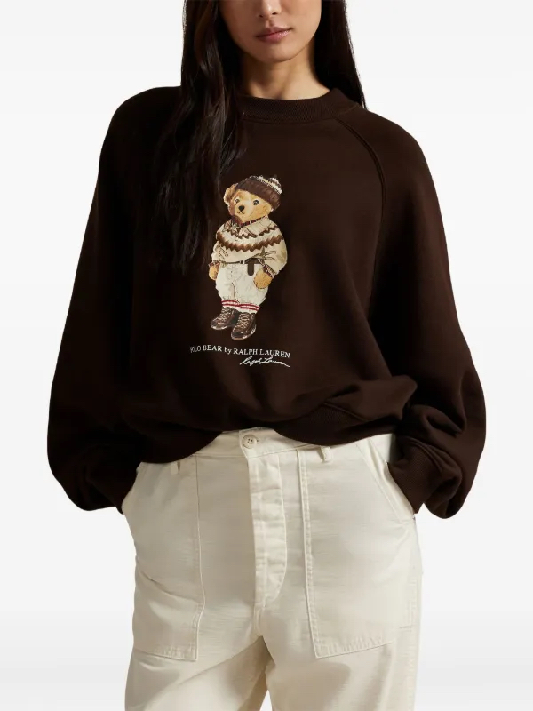BEAR BASKILI SWEATSHİRT(Kahverengi)