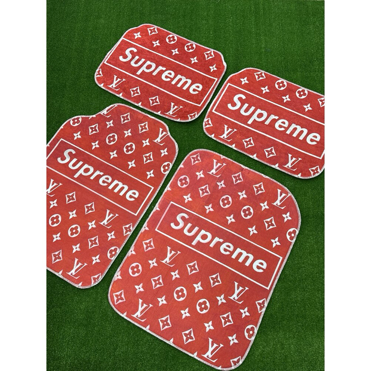 Supreme LV Desenli Premium Araç Paspas Seti - Kırmızı Renk (4'lü Set)