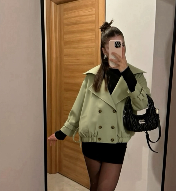 Sage Yeşili Oversize Trenç Ceket