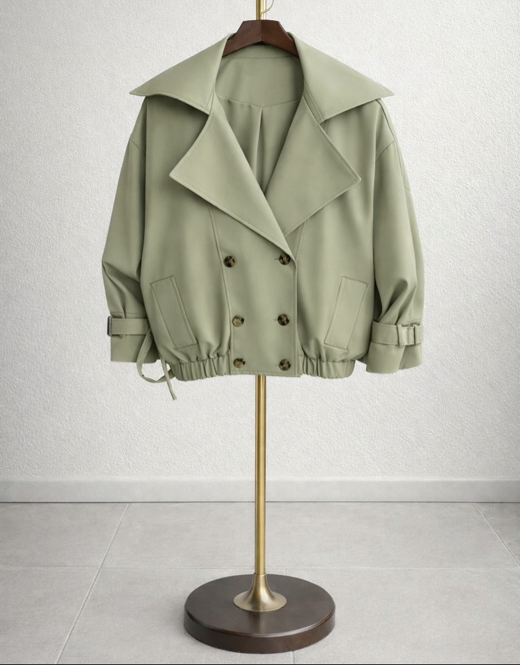 Sage Yeşili Oversize Trenç Ceket