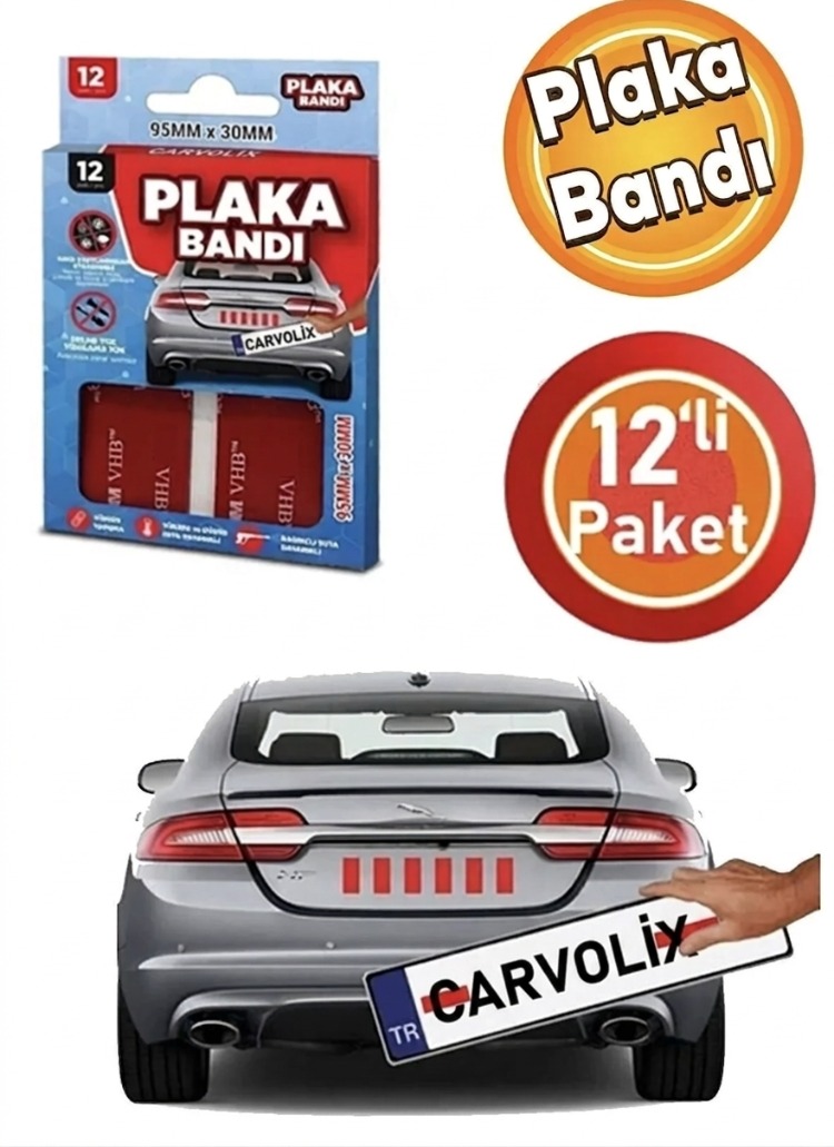 Plaka Yapıştırma Bandı 12 Adet