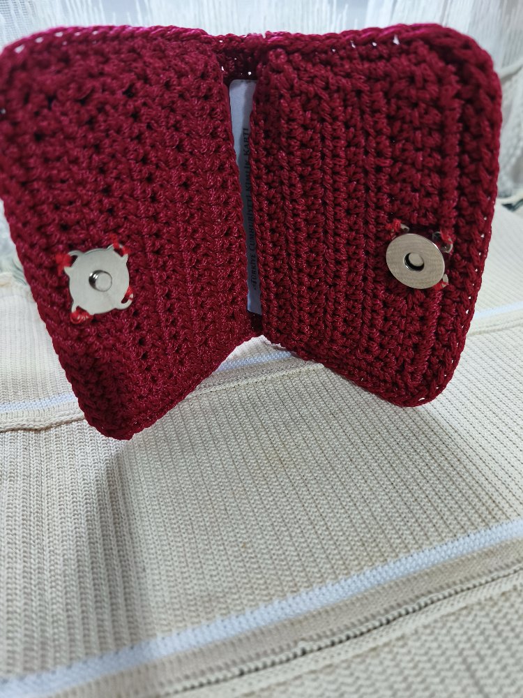 El Örgüsü Boncuk Detaylı Mini Kartlık ve Cüzdan - Kırmızı

