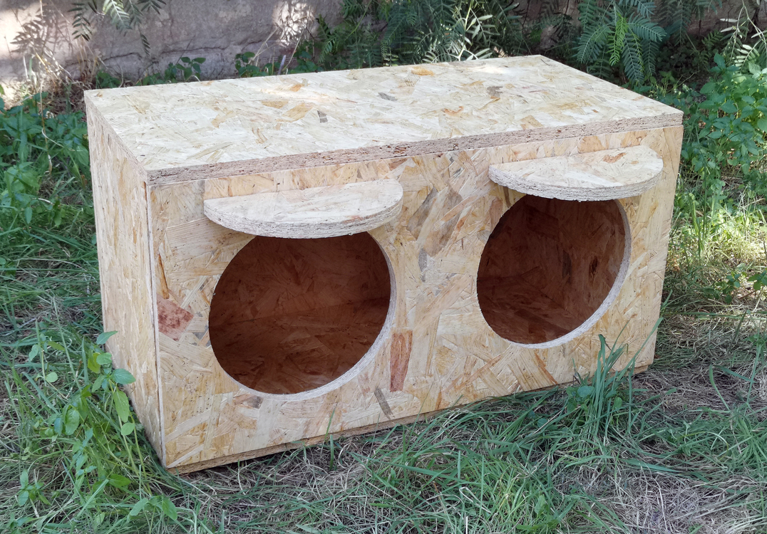 2 Bölmeli Kedi Yuvası. Soğuk ve yağmura dayanıklı 15 mm OSB'den sağlam kedi yuvası