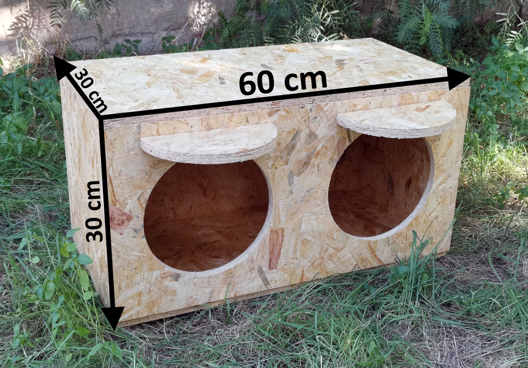 2 Bölmeli Kedi Yuvası. Soğuk ve yağmura dayanıklı 15 mm OSB'den sağlam kedi yuvası