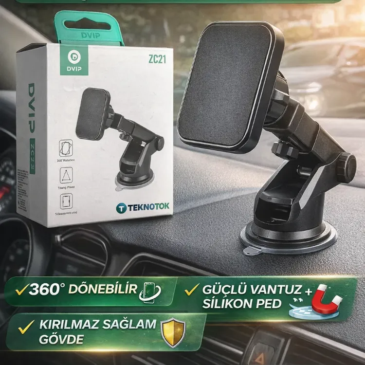 DVIP ZC21 Araç Telefon Tutucu – 360° Döner Güçlü Vantuzlu Telefon Standı