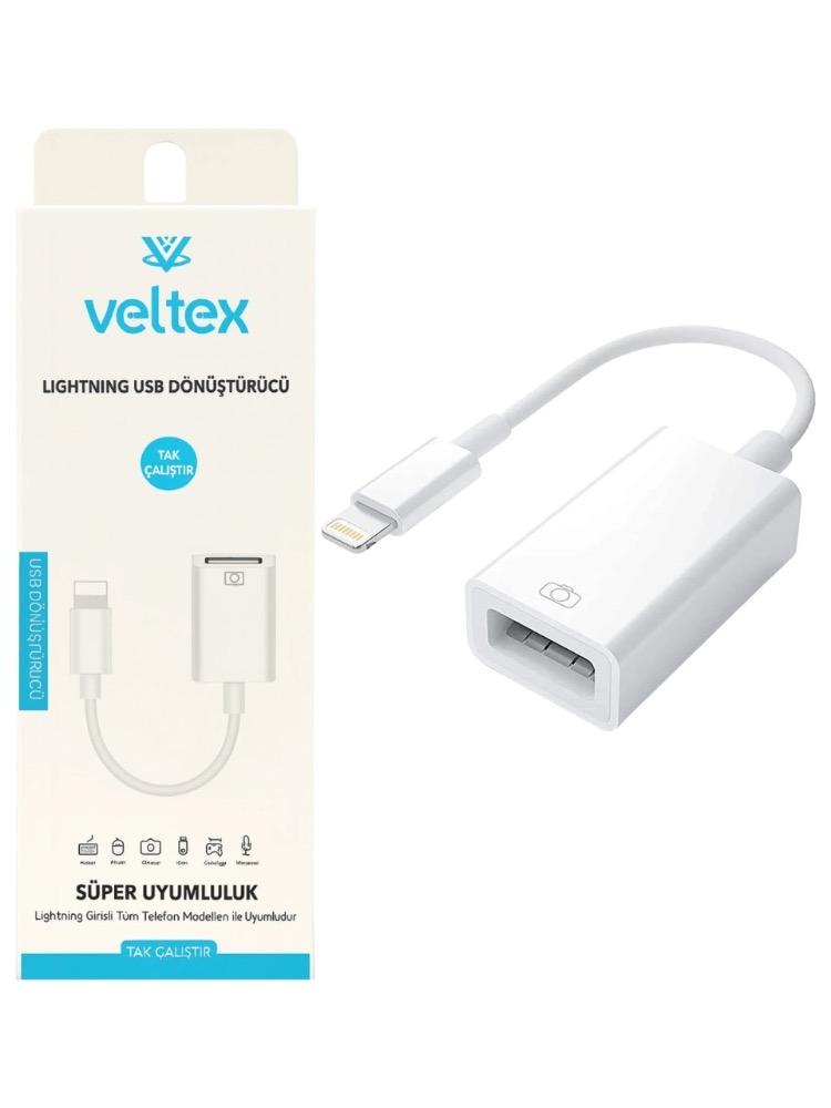 USB Den Lightning iPhone – iPad Flash Bellek Okuyucu Veltex VTX-508