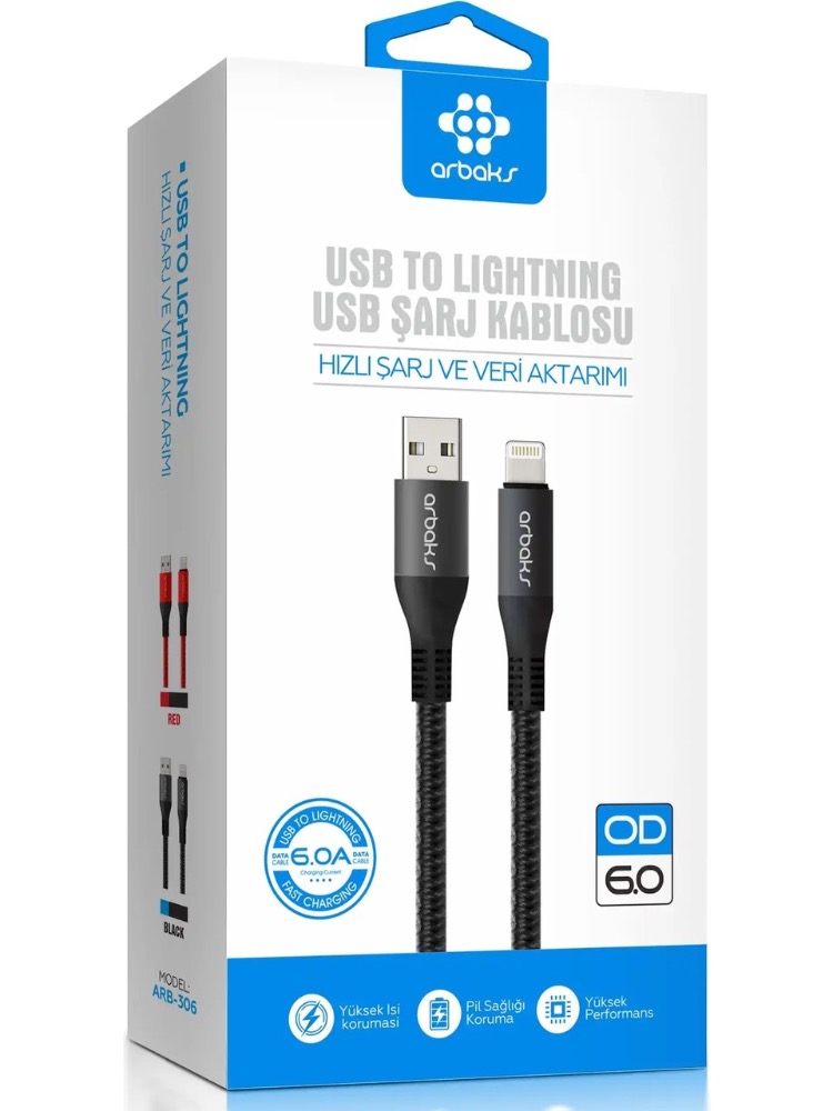 6A Iphone Hızlı Şarj Kablosu Arbaks ARB-306