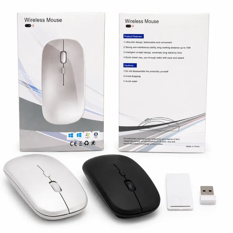️ Kablosuz Sessiz Mouse – Slim Tasarım USB Alıcılı (Beyaz)