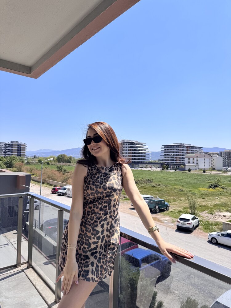 Keten Kumaş Leopar Elbise