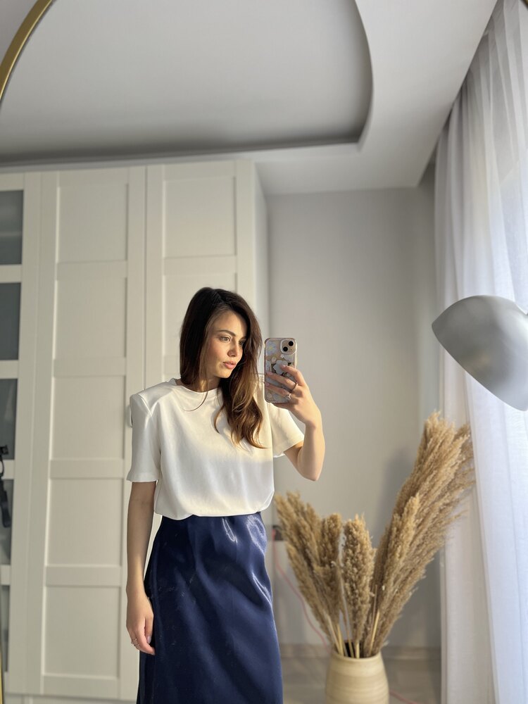Oysho Vatkalı Kısa Kollu Beyaz Tişört