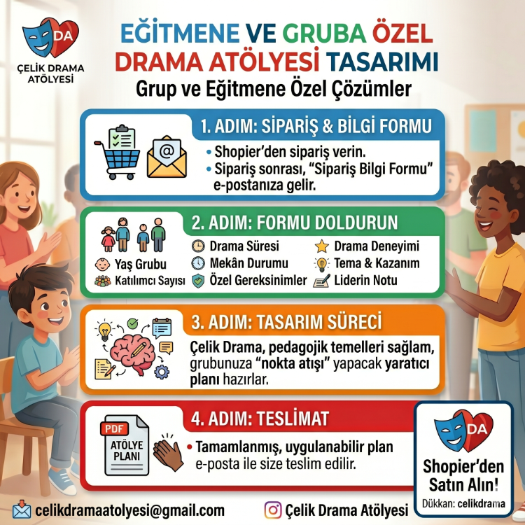  Eğitmene ve Gruba Özel Drama Atölyesi Tasarımı 