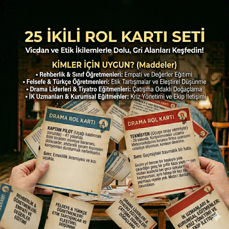 25 Adet İkili Rol Kartı Seti: Yaratıcı Drama ve Doğaçlama Arşivi