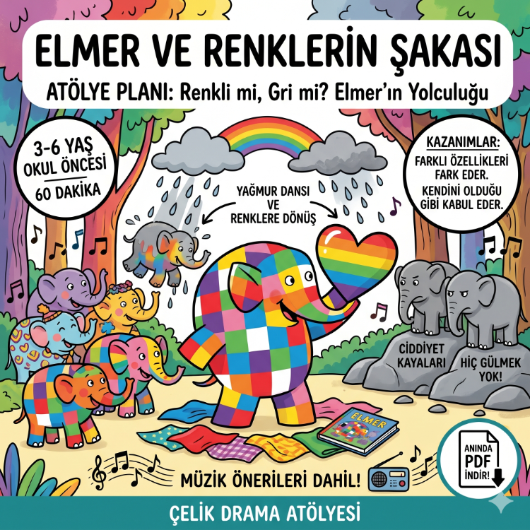 Elmer ve Renklerin Şakası: 3-6 Yaş Okul Öncesi Drama Atölye Planı
