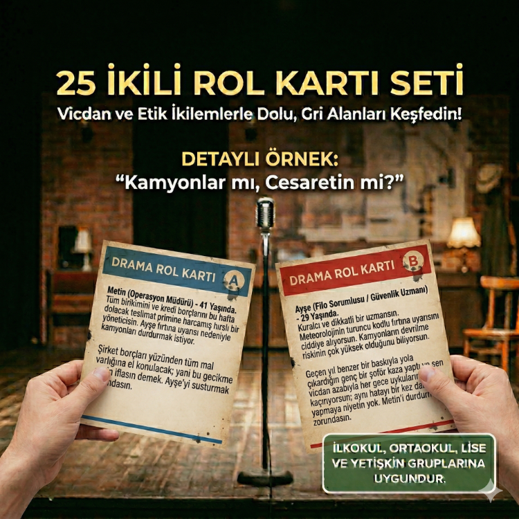 25 Adet İkili Rol Kartı Seti: Yaratıcı Drama ve Doğaçlama Arşivi