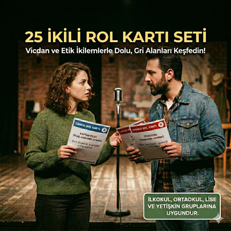 25 Adet İkili Rol Kartı Seti: Yaratıcı Drama ve Doğaçlama Arşivi