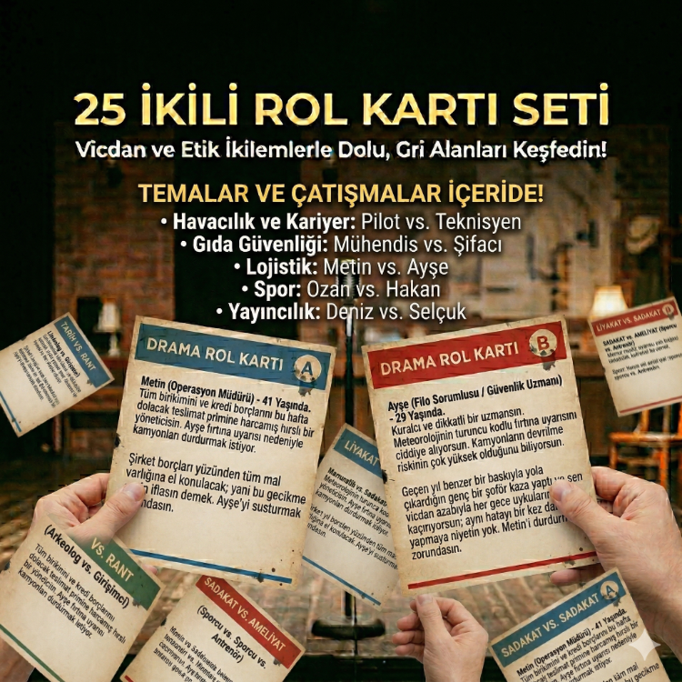 25 Adet İkili Rol Kartı Seti: Yaratıcı Drama ve Doğaçlama Arşivi