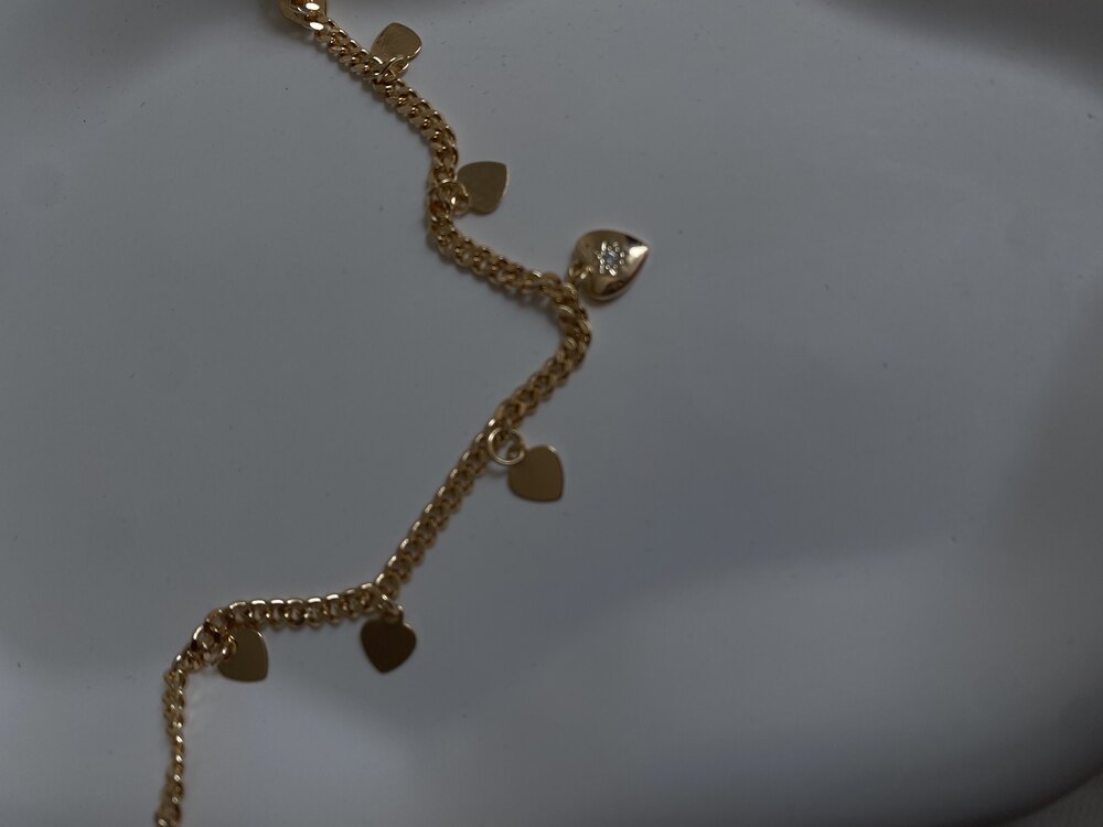 Kalp detay gold çelik halhal