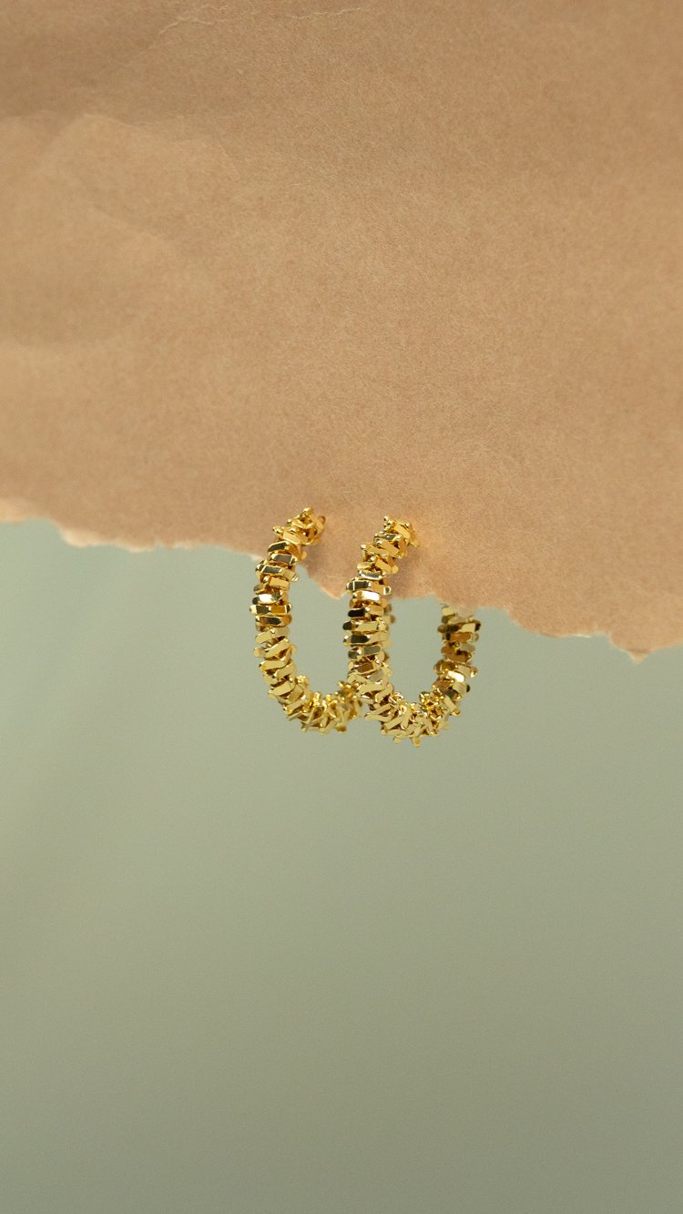 Gold Zikzaklı Halka Küpe