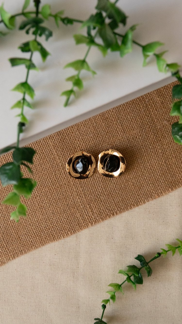 Solo Siyah Gold Küpe