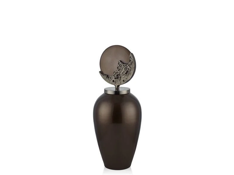 Cam ve Metal Karışımlı Kapaklı Vazo | Glass and Metal Mixed Lid Vase